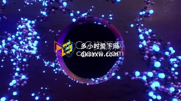 视频素材-4K球形黑洞VJ循环霓虹灯光弹跳效果音乐会舞台背景