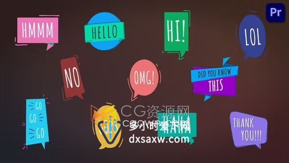 PR标题模板-多彩不规则图形聊天对话消息语言气泡贴纸标签Speech Bubbles