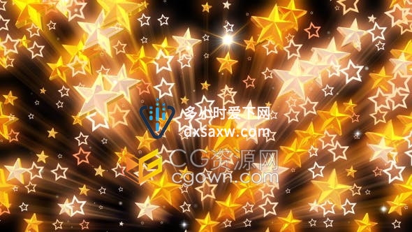 VJ素材-金光闪闪射线闪耀五角星迪斯科舞厅LED背景视频素材