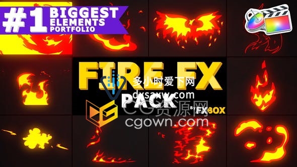 卡通2D动画FX手绘形状火焰燃烧特效动画素材效果-FCPX插件下载
