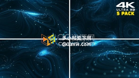 4K视频素材-5种效果粒子光线动画抽象动态背景庆典舞台LED素材