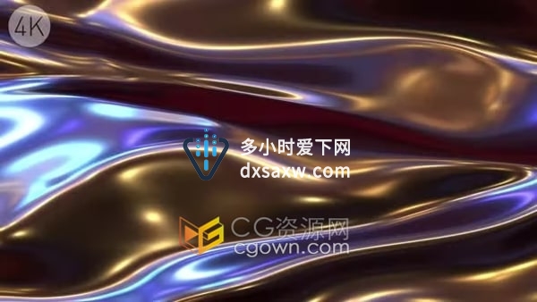 金蓝色波浪背景反射动画视频素材4K分辨率