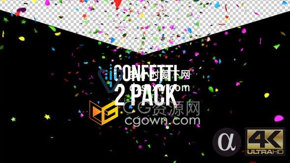 五彩纸屑爆炸喷射生日派对活动庆典元素视频素材带Alpha通道效果