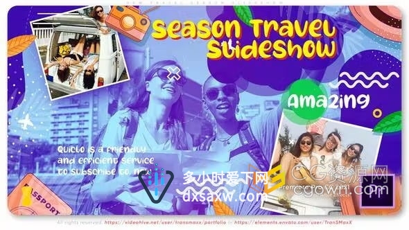 PR模板-五彩图形动画风格制作旅行路线度假酒店宣传广告视频