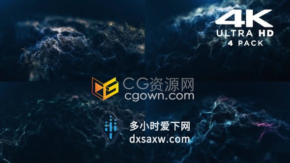 视频素材-4K抽象蓝色粒子背景优雅循环粒子舞台视觉效果