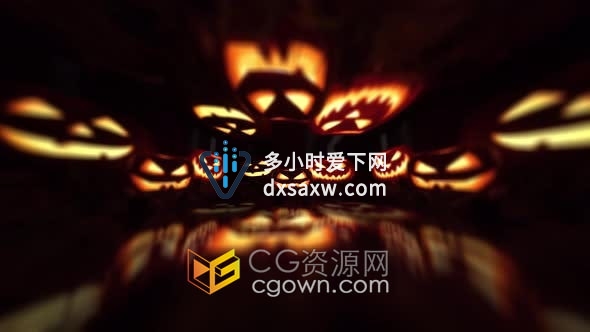 万圣节南瓜发光图案动画节目活动背景视频素材4K