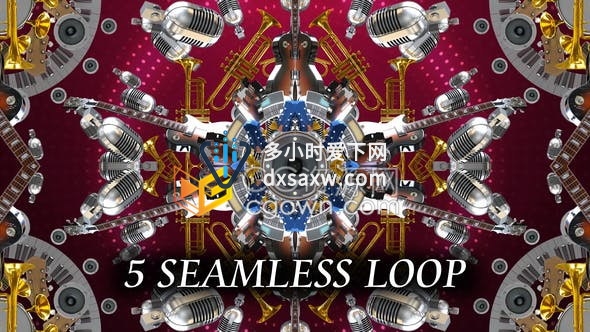 VJ素材-扬声器乐器类元素循环动画音乐旋律俱乐部动态背景视频素材