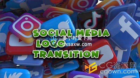 社交媒体三维标志图标过渡动画视频素材