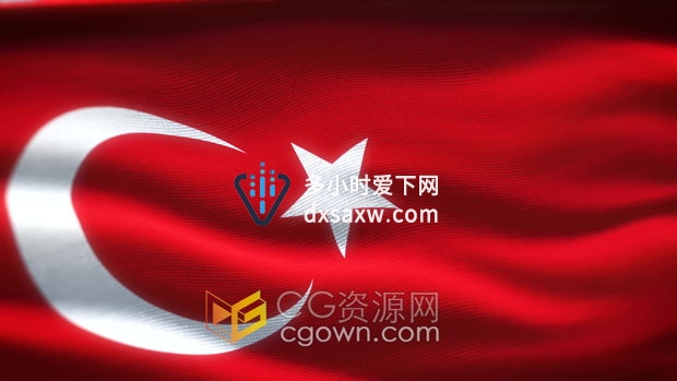 视频素材-土耳其国旗Turkey国家国旗背景素材4K分辨率