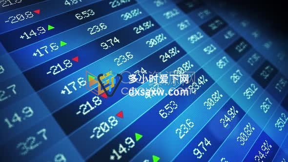 视频素材-股票市场数据总览股票交易统计表屏幕动画背景素材