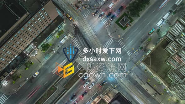 航拍鸟瞰夜间城市交通延时拍摄市区建筑物车辆夜景4K视频素材
