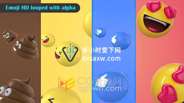 视频素材-12 Emoji表情包符号带Alpha通道及循环动画效果