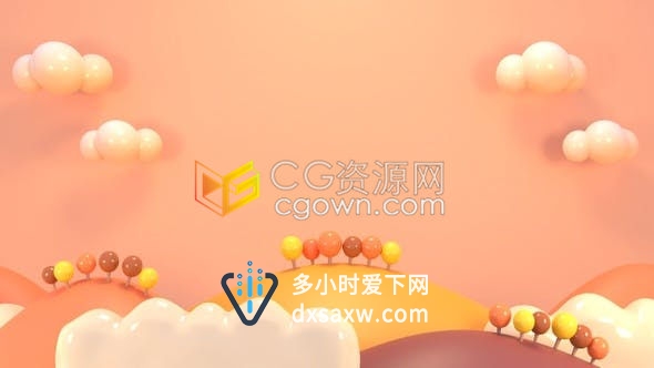 视频素材-3D卡通秋天山地景观背景动画制作儿童电视节目玩具频道童谣视频