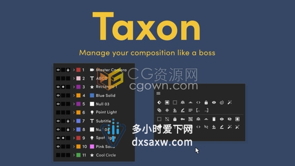 Taxon v1.0.0 AE脚本一键选择不同属性图层控制分类