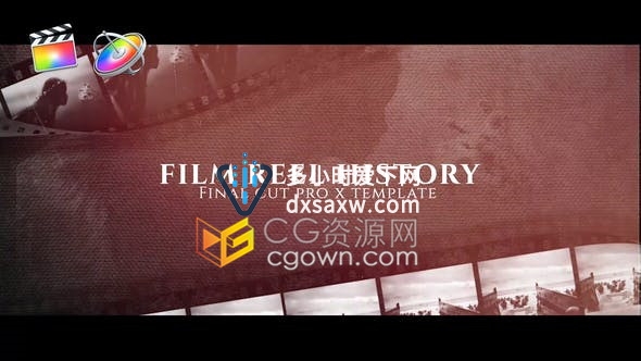 FCPX插件复古光效电影胶带风格展示图文动画效果宣传片视频效果下载