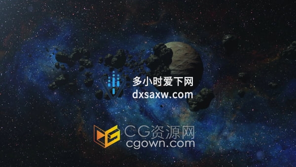 死亡星球镂空围绕碎石太空星系背景视频素材下载