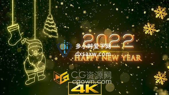 视频素材-2022年圣诞新年晚会派对酒吧午夜开场主题背景