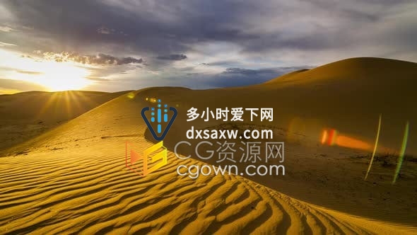 沙漠中沙丘上的落日夕阳景观冒险旅游自然风景延时拍摄视频素材
