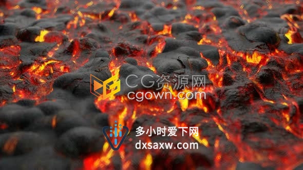 视频素材-4K火山喷发流动的熔岩岩浆背景素材下载