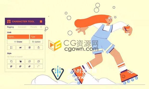 Character Tool 1.0.1 Win/Mac AE脚本二维卡通角色手脚生成绑定MG动画工具