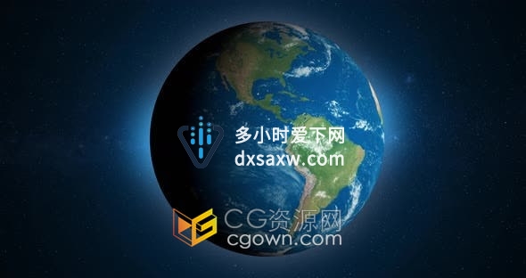 视频素材-太空视角蓝色星球地球行星自转航天科学全球化地理教育素材