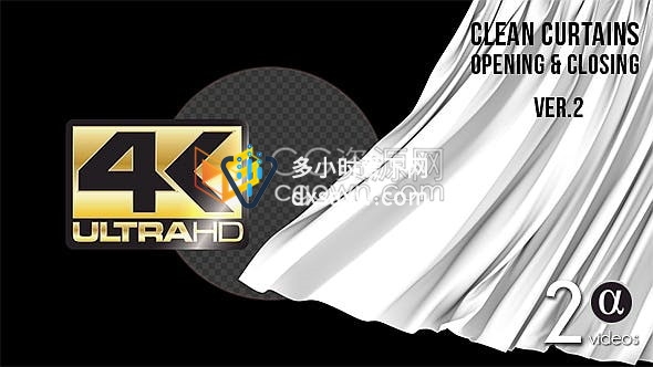 4K分辨率视频素材剧院舞台窗帘幕帘拉开关闭动画效果带Alpha透明通道