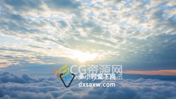 高天空云层升起太阳地平线风景实拍视频素材下载
