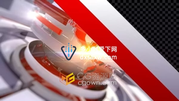 新闻广播地球图形动画转场视频素材带透明通道