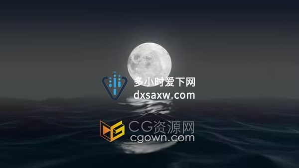 海洋与月亮晚上风景视频素材4K分辨率