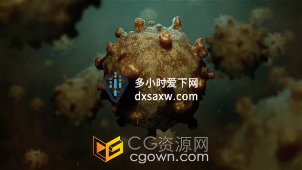 带Alpha通道冠状病毒显微镜下3D病毒细胞动画医学医疗素材