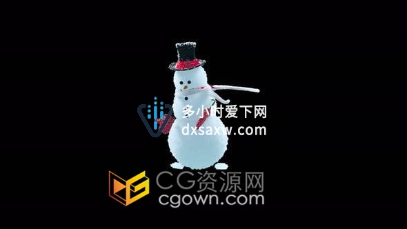 萌萌哒可爱雪人跳舞动画带Alpha通道4K视频素材