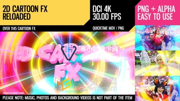 4K视频素材-1145个效果卡通风格FX能量闪电笔画形状烟雾各种动画元素