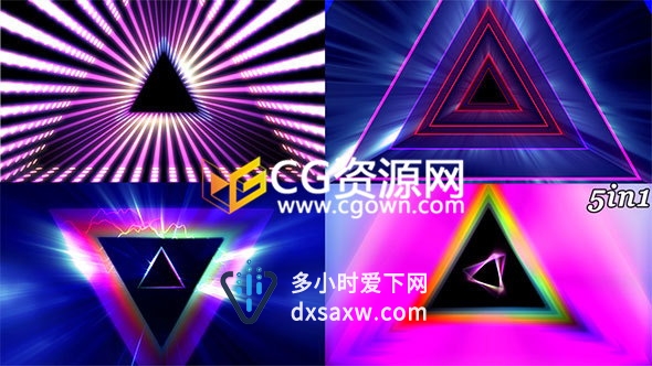 三角形棱镜光线图形动画LED音乐舞蹈循环视频VJ素材下载