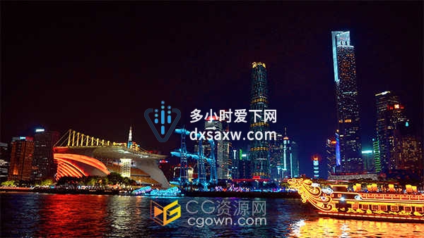 广州塔CBD城市珠江繁华夜景实拍视频素材