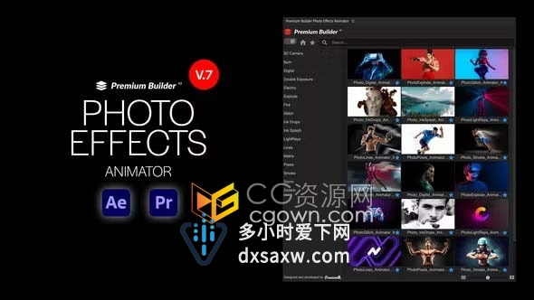 生成人物照片动态特效海报动画效果AE与PR脚本Photo Effects V.7