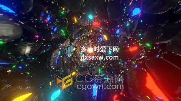 霓虹灯魔术隧道空间发光抽象背景动画VJ素材-视频素材
