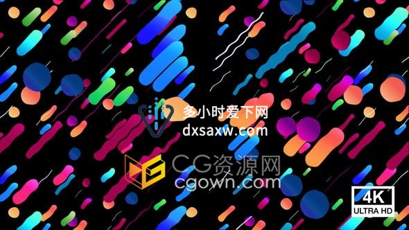 视频素材-五颜六色波浪线4K背景带Alpha透明运动图形VJ素材