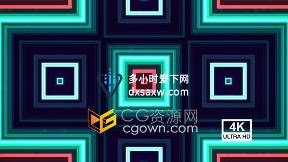 4K几何无缝图案霓虹灯立方体窗线VJ视频素材