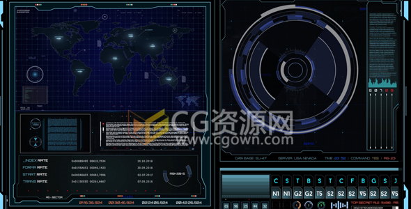 4K分辨率视频合成素材座舱仪表板控制窗口HUD显示器