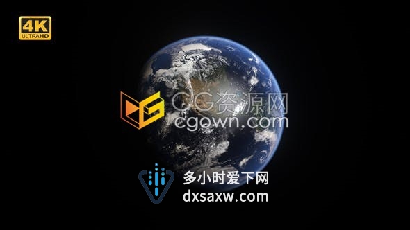 4K帧速率逼真的旋转地球动画视频素材带循环效果