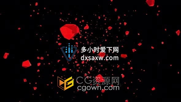 4K视频素材-红色水晶飞入动画效果带透明通道