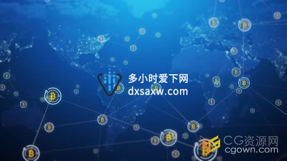 视频素材-服务器通讯技术安全虚拟货币主题透视世界地图加密网络数字背景