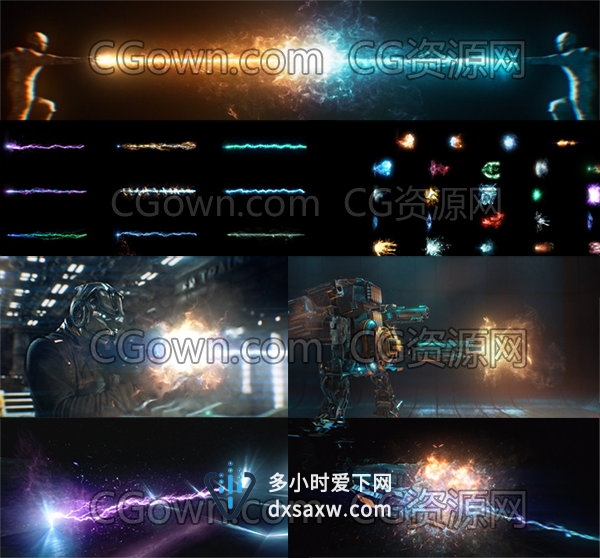 115制作科幻特效合成视频素材冲击能量传送枪囗火焰电流光线痕迹