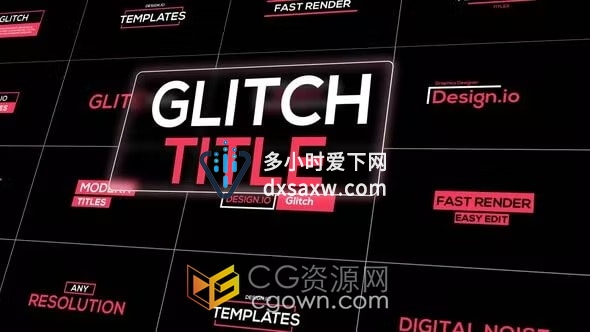 Glitch Titles AE模板15组故障特效文字标题视频字幕动画