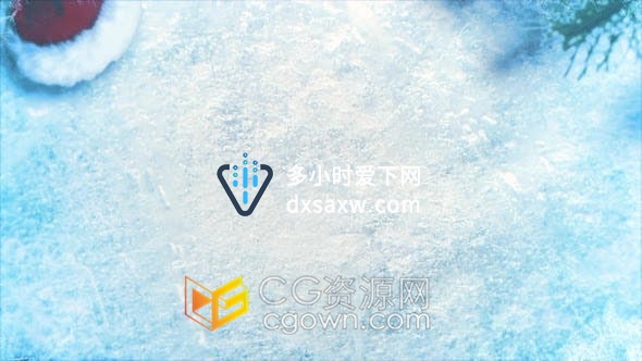 视频素材-圣诞帽圣诞树闪亮的冰天雪地背景动画特写