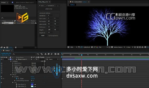 AE 平面树木生长动画脚本 FDG Tree v1.7.1