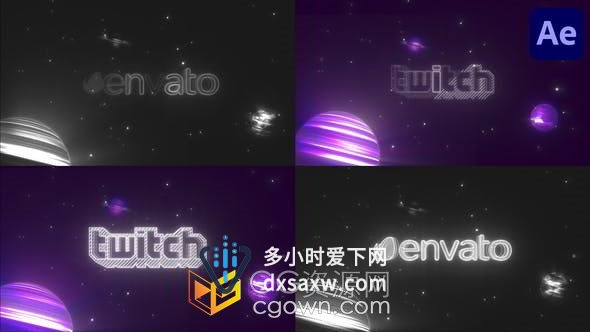 宇宙空间神秘大气手绘霓虹灯效果LOGO标志动画AE模板