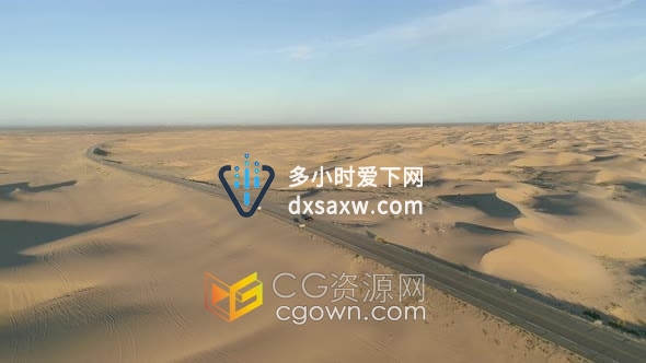 实拍素材-自然景观沙漠中的道路阳光明媚尤马沙漠公路鸟瞰图
