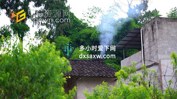 实拍乡村美景炊烟袅袅升起视频素材