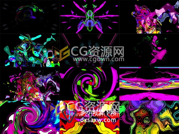 下载VJ素材抽象多彩油画液体霓虹漩涡炫酷视频动画